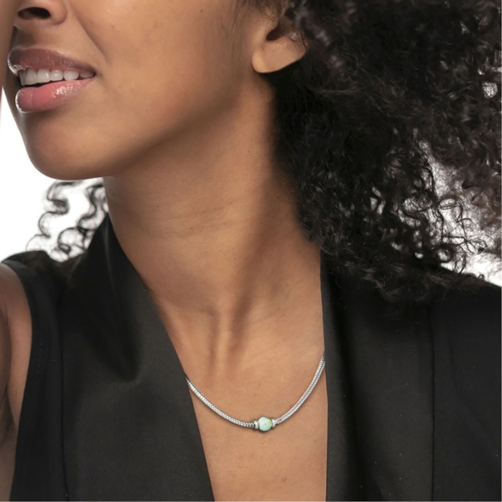 Collana uomo catena snake Marlù in acciaio con turchese MISURA UNICA