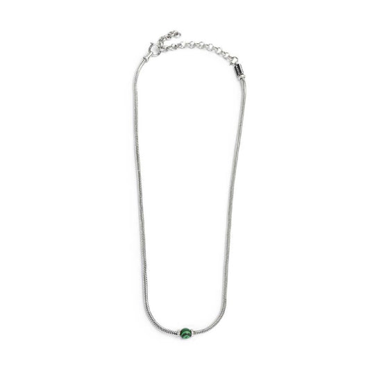 Collana uomo catena snake Marlù in acciaio con malachite MISURA UNICA