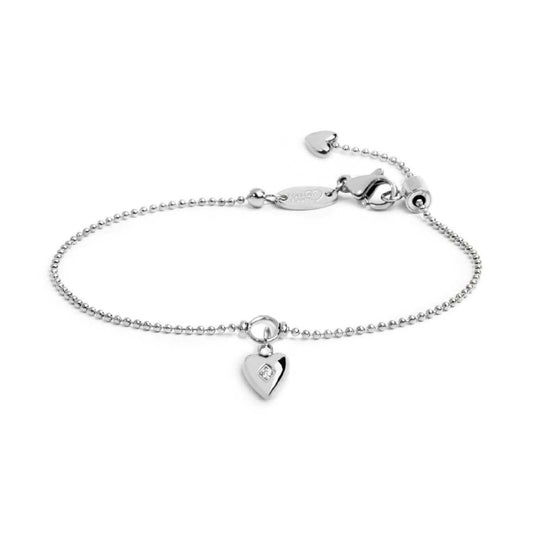 Bracciale Marlù Time To acciaio con cuore pendente e zircone 19 cm