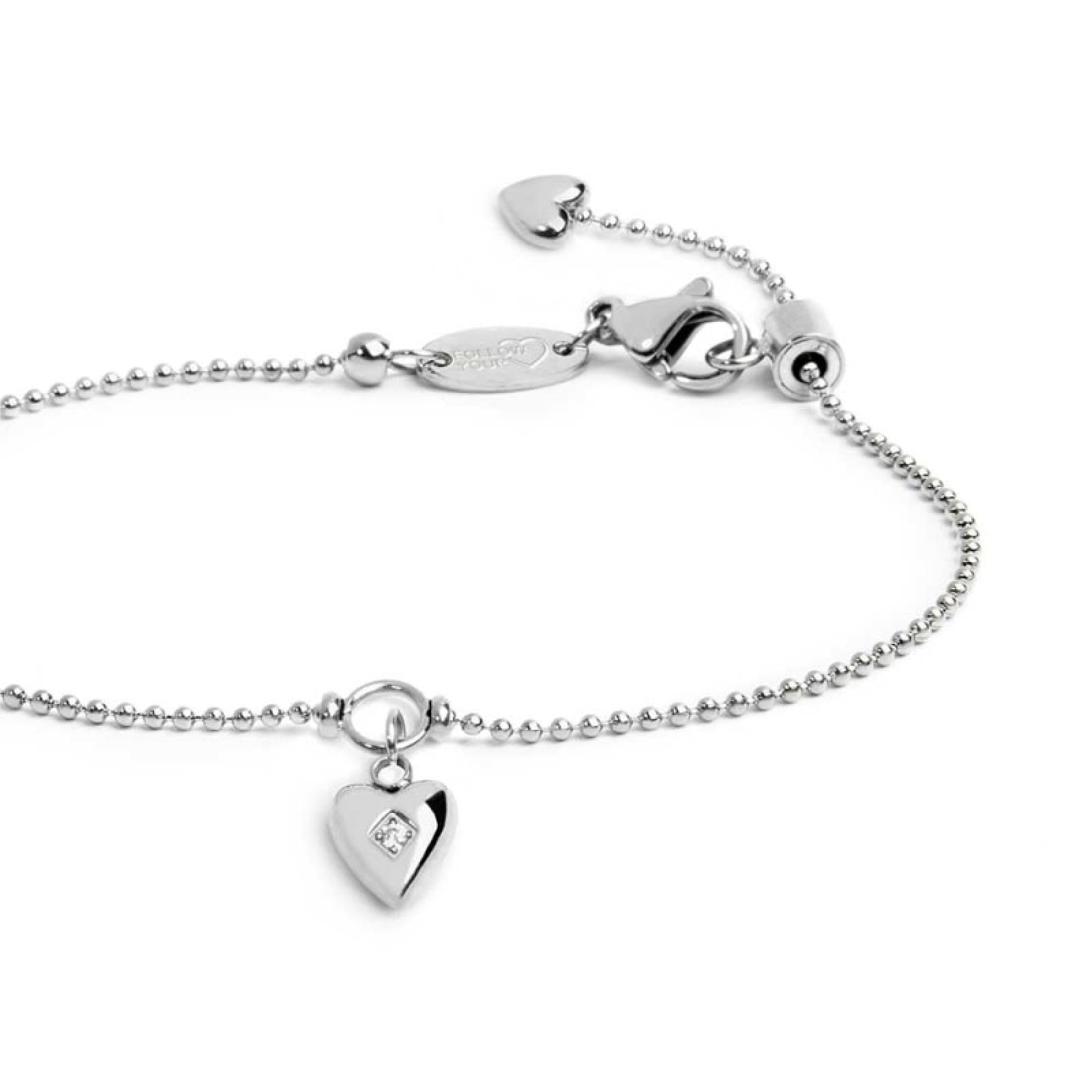 Bracciale Marlù Time To acciaio con cuore pendente e zircone 19 cm