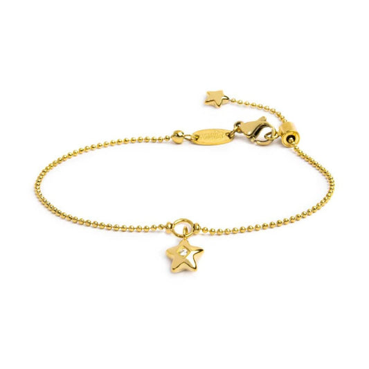 Bracciale Marlù Time To acciaio pvd oro con stella e zircone 19 cm