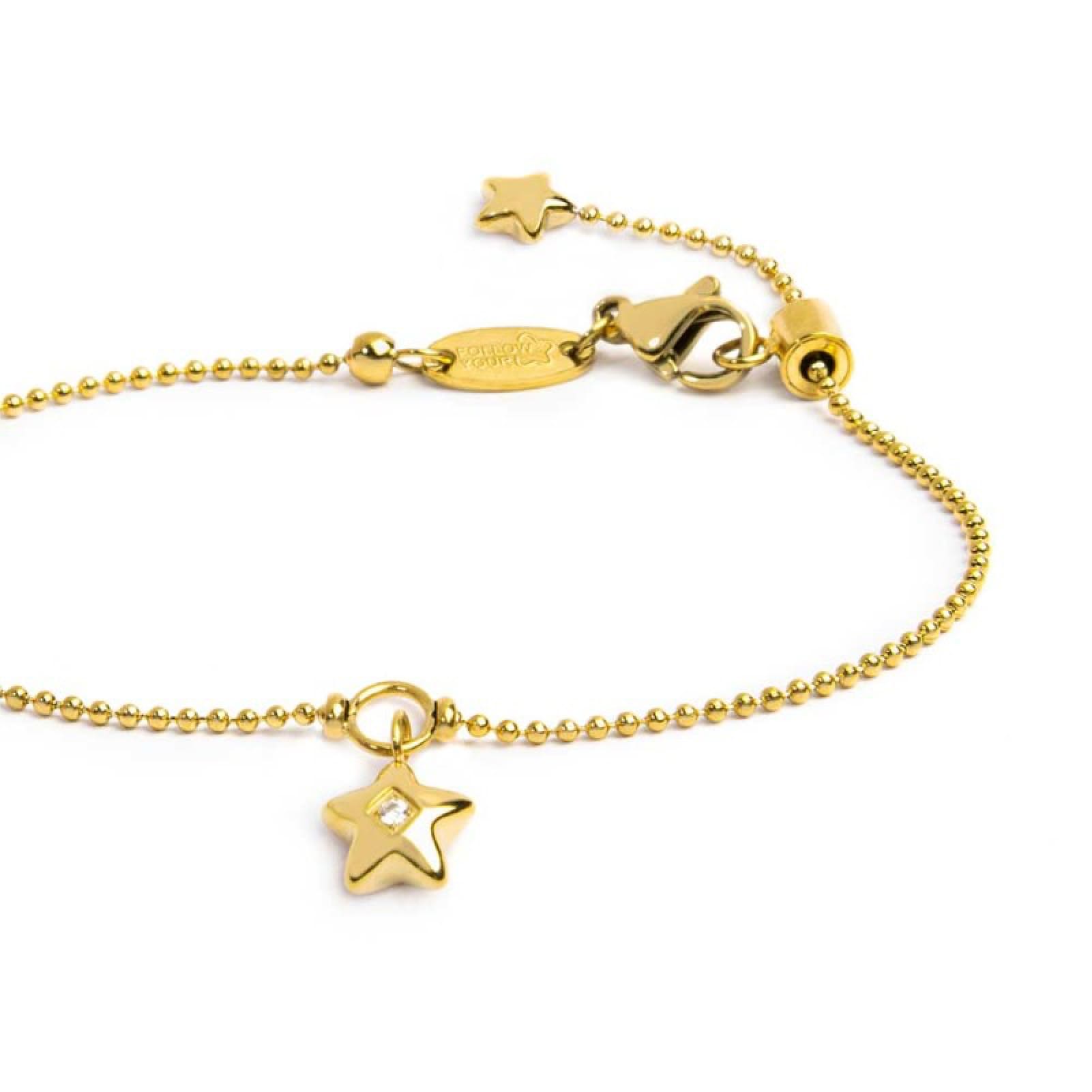 Bracciale Marlù Time To acciaio pvd oro con stella e zircone 19 cm