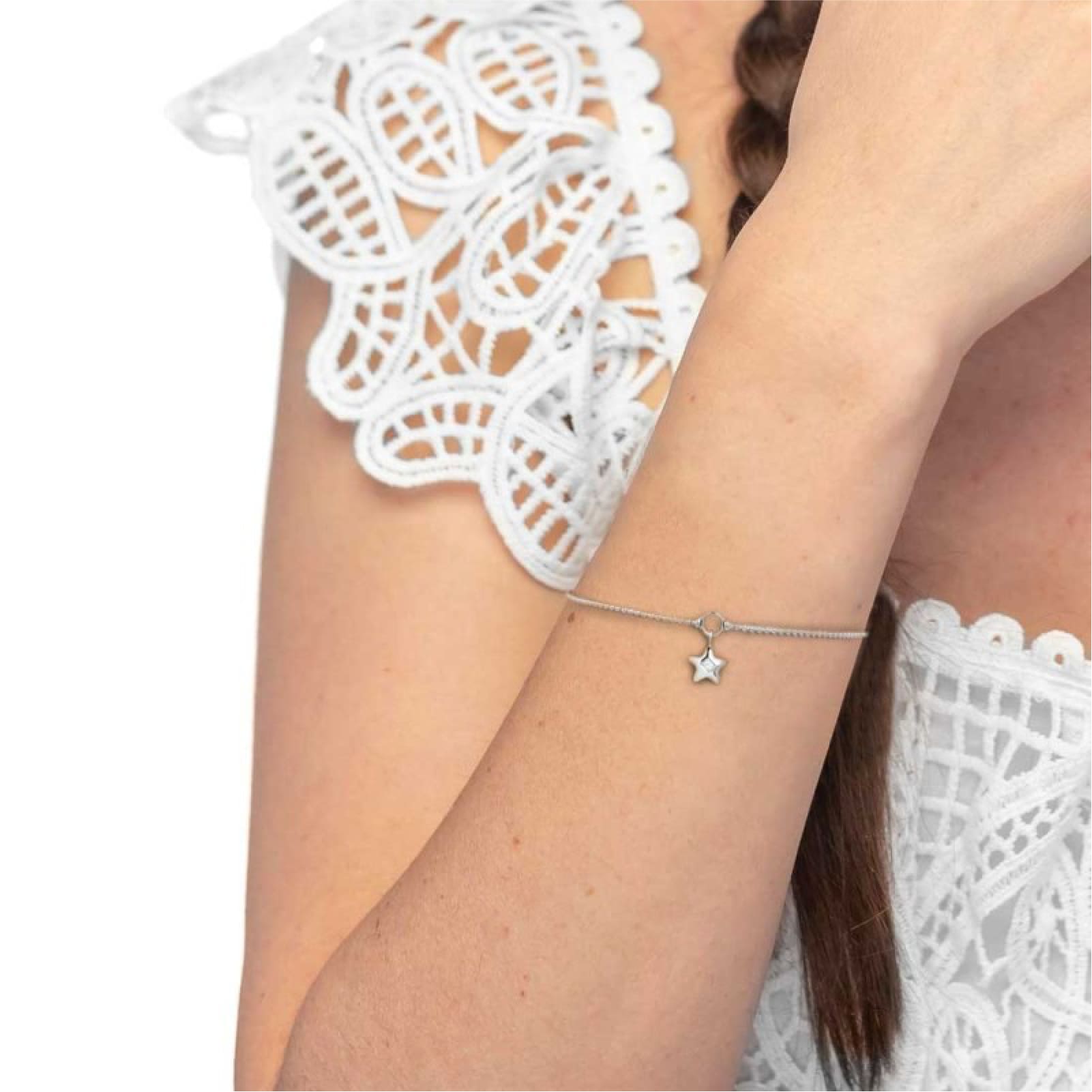 Bracciale Marlù Time To acciaio con stella pendente e zircone 19 cm
