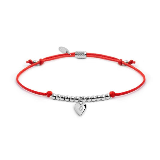 Bracciale Marlù Time To cordino rosso con cuore e zircone REGOLABILE