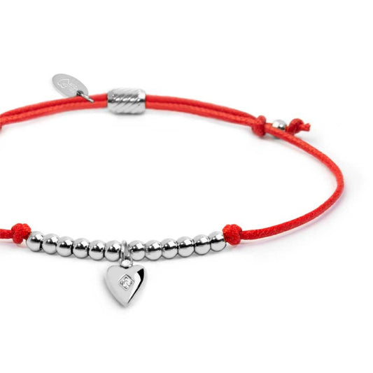 Bracciale Marlù Time To cordino rosso con cuore e zircone REGOLABILE