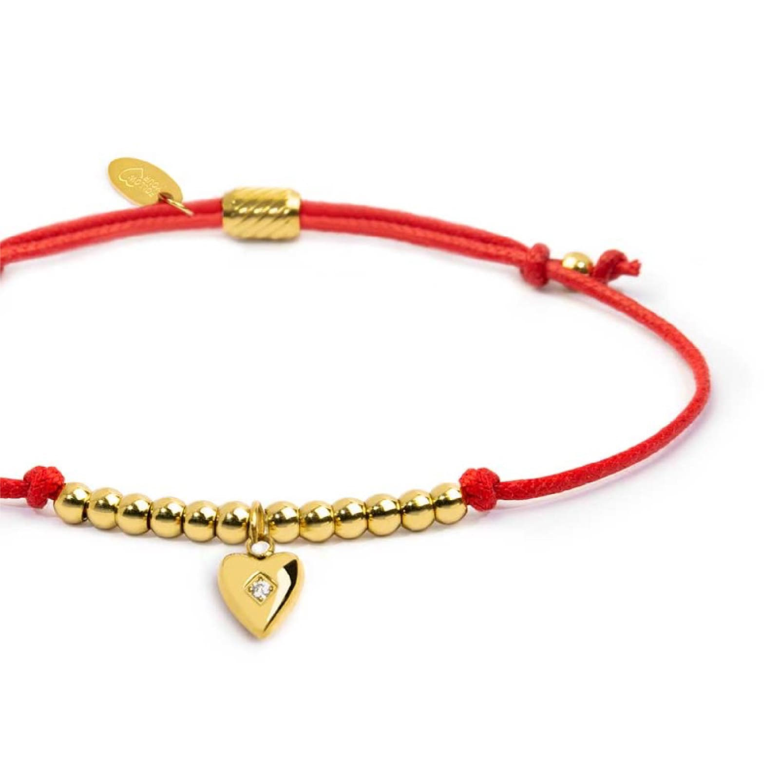 Bracciale Marlù Time To pvd oro con cordino rosso e cuore REGOLABILE