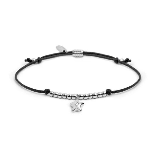 Bracciale Marlù Time To cordino nero con stella e zircone REGOLABILE