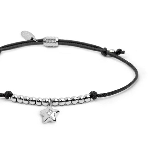 Bracciale Marlù Time To cordino nero con stella e zircone REGOLABILE