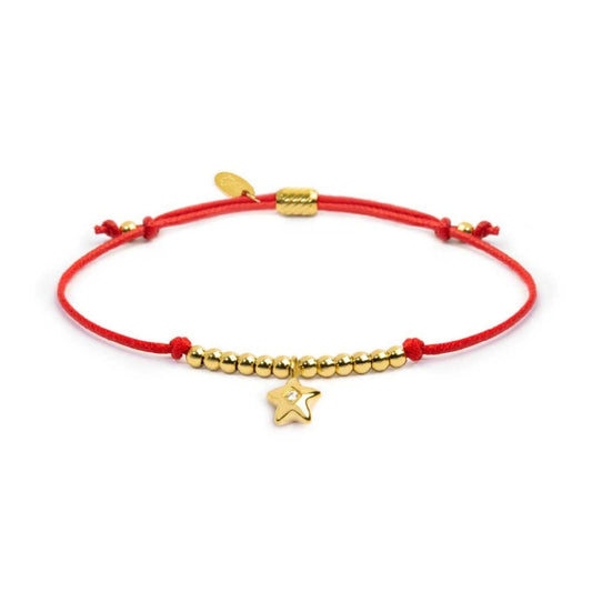 Bracciale Marlù Time To pvd oro con cordino rosso e stella REGOLABILE