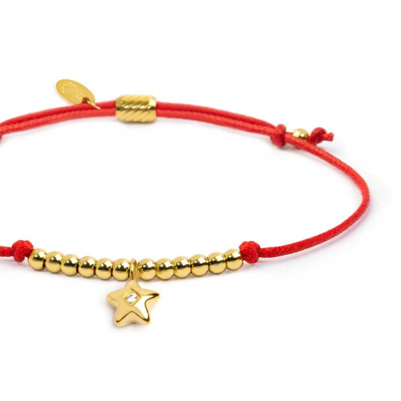 Bracciale Marlù Time To pvd oro con cordino rosso e stella REGOLABILE