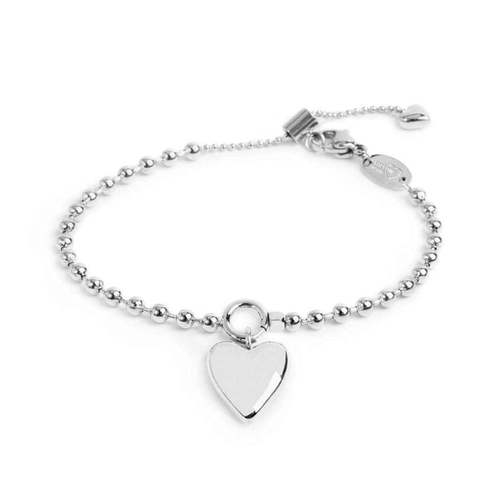 Bracciale catena Marlù in acciaio con sfere e cuore pendente Regolabile 15-19 cm