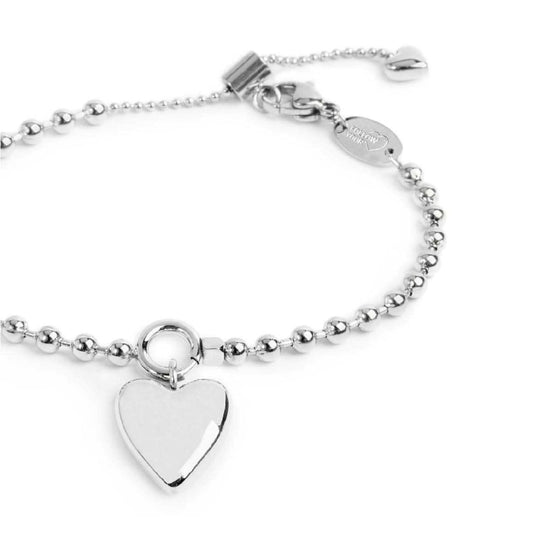 Bracciale catena Marlù in acciaio con sfere e cuore pendente Regolabile 15-19 cm