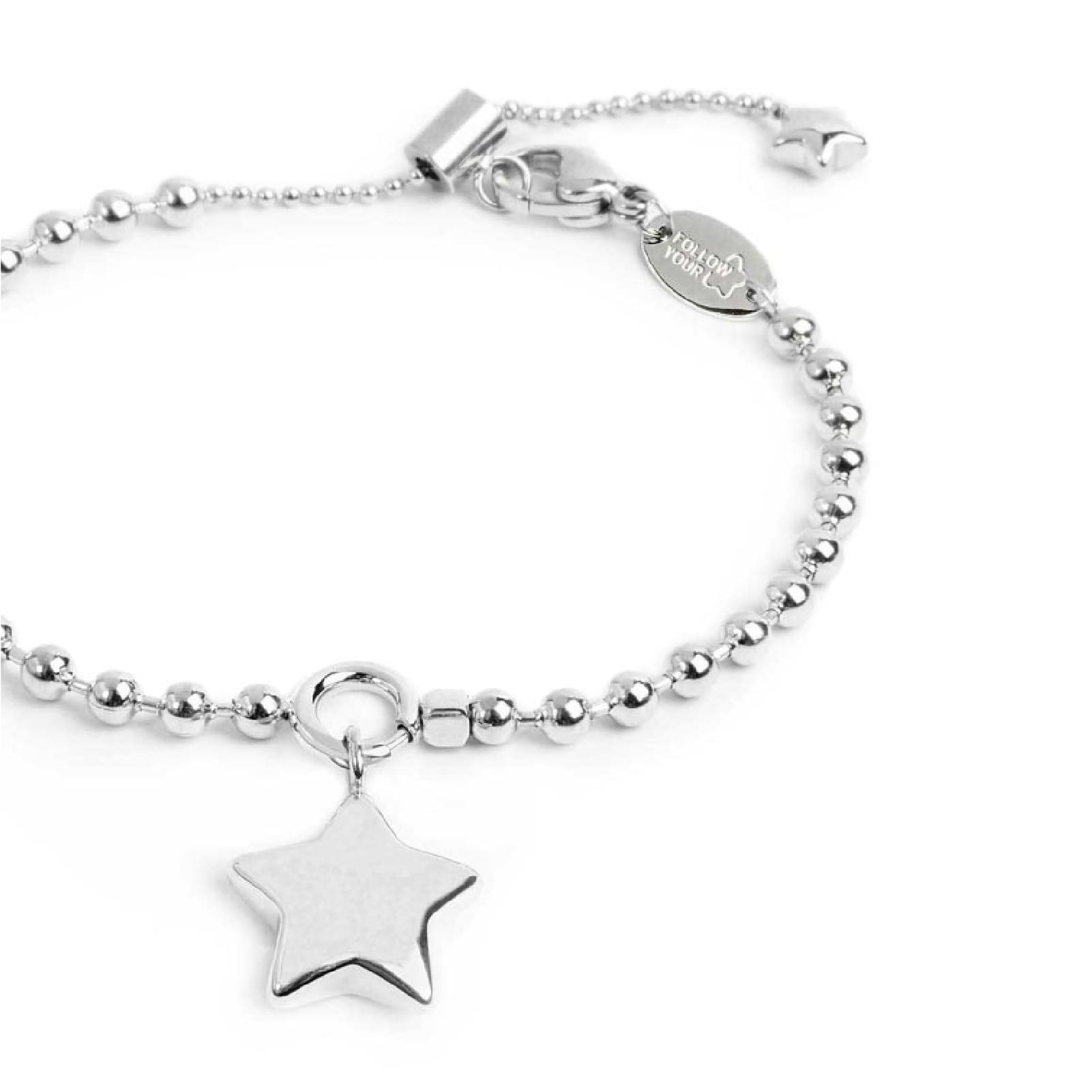 Bracciale catena Marlù in acciaio con sfere e stella pendente Regolabile 15-19 cm