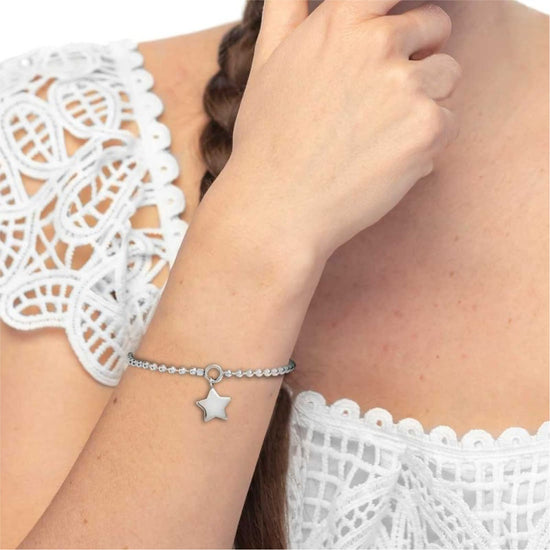 Bracciale catena Marlù in acciaio con sfere e stella pendente Regolabile 15-19 cm
