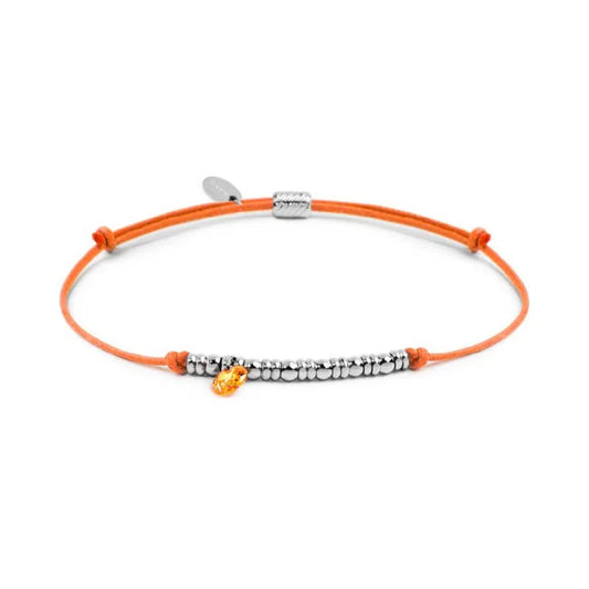Bracciale Marlù in acciaio con cordino arancione e zircone REGOLABILE