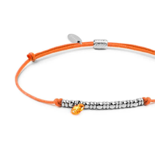 Bracciale Marlù in acciaio con cordino arancione e zircone REGOLABILE