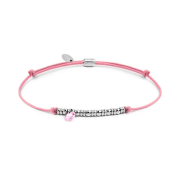 Bracciale Marlù in acciaio con cordino rosa e zircone REGOLABILE