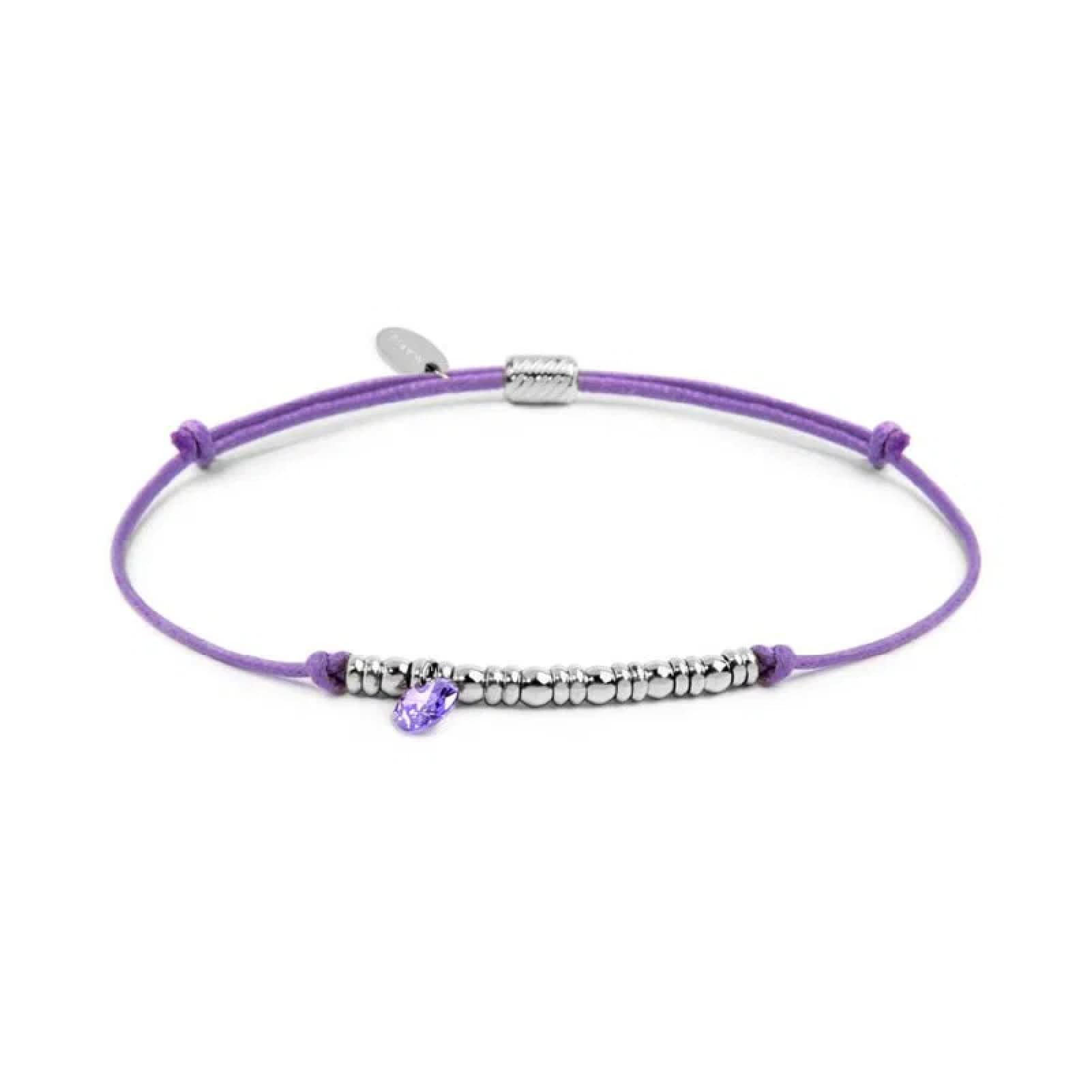 Bracciale Marlù in acciaio con cordino viola e zircone REGOLABILE