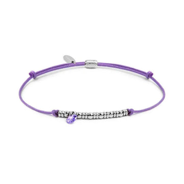 Bracciale Marlù in acciaio con cordino viola e zircone REGOLABILE