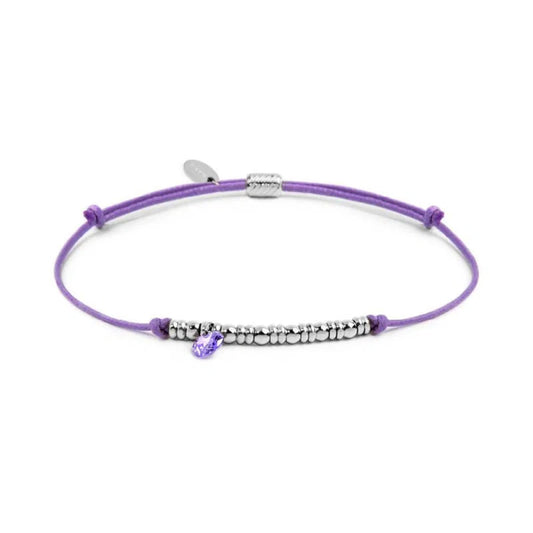 Bracciale Marlù in acciaio con cordino viola e zircone REGOLABILE