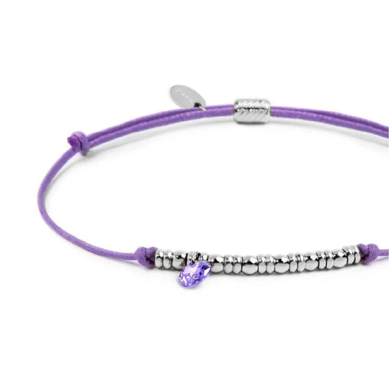 Bracciale Marlù in acciaio con cordino viola e zircone REGOLABILE