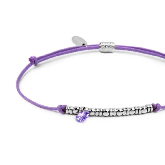 Bracciale Marlù in acciaio con cordino viola e zircone REGOLABILE