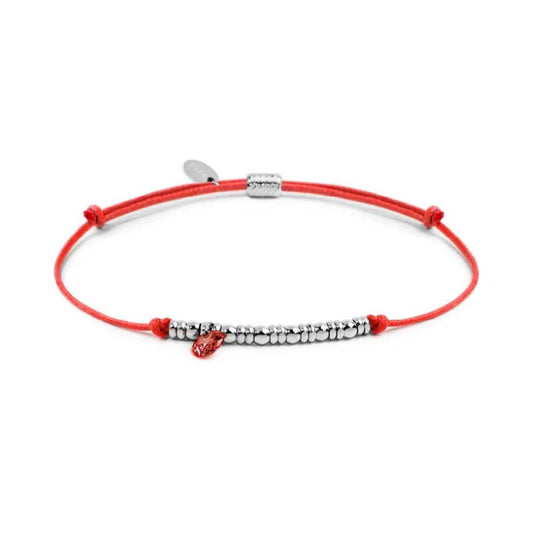 Bracciale Marlù in acciaio con cordino rosso e zircone REGOLABILE
