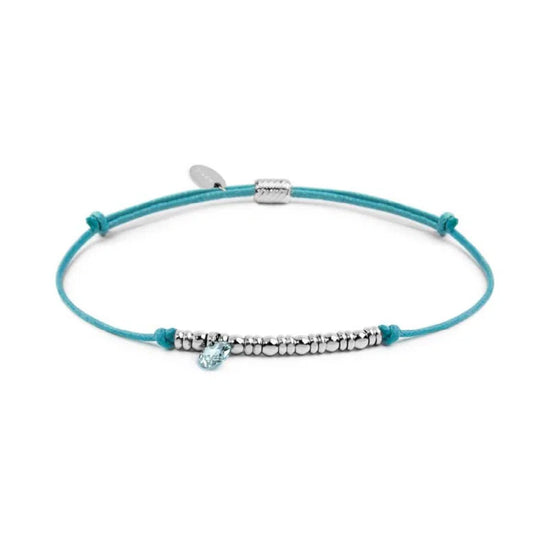 Bracciale Marlù in acciaio con cordino azzurro e zircone REGOLABILE