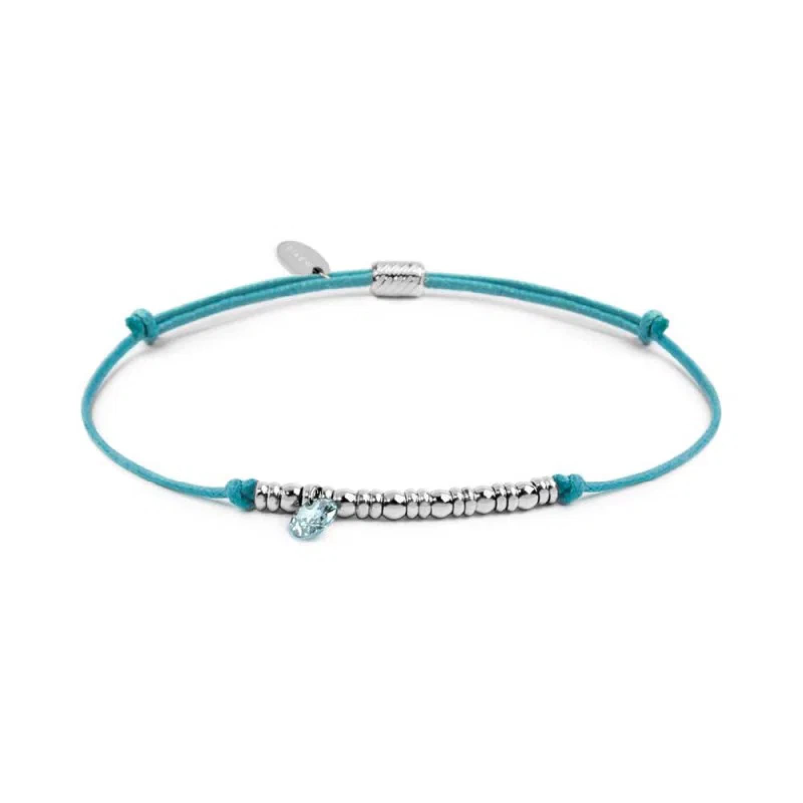 Bracciale Marlù in acciaio con cordino azzurro e zircone REGOLABILE