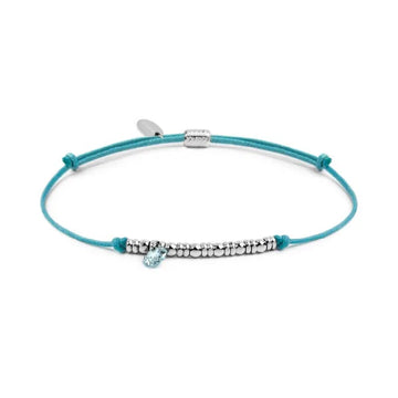 Bracciale Marlù in acciaio con cordino azzurro e zircone REGOLABILE