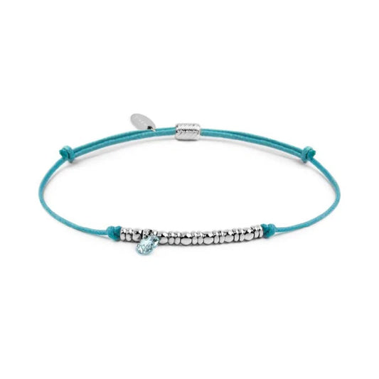 Bracciale Marlù in acciaio con cordino azzurro e zircone REGOLABILE