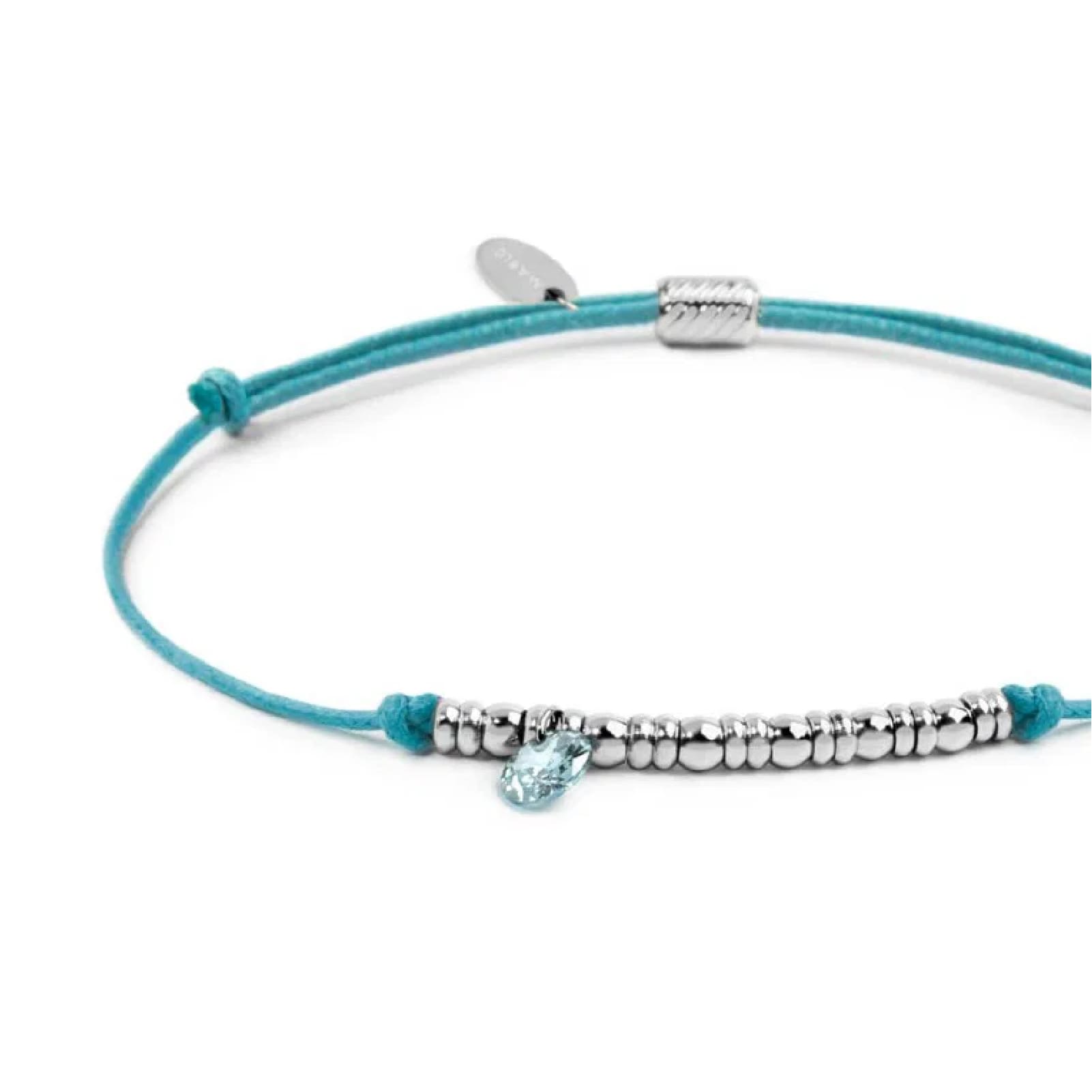 Bracciale Marlù in acciaio con cordino azzurro e zircone REGOLABILE