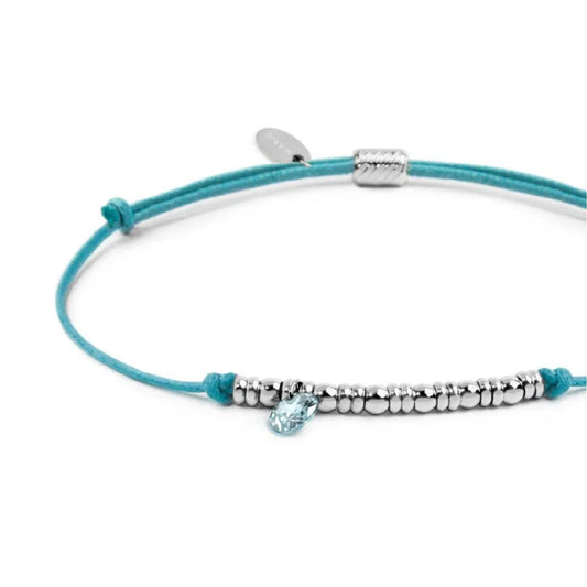 Bracciale Marlù in acciaio con cordino azzurro e zircone REGOLABILE