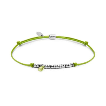 Bracciale Marlù in acciaio con cordino verde e zircone REGOLABILE
