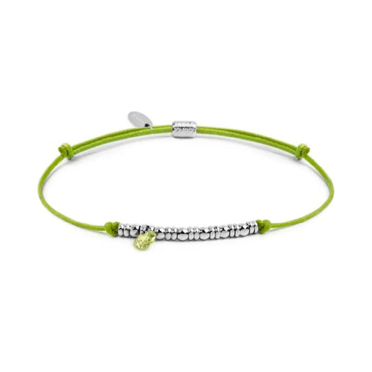 Bracciale Marlù in acciaio con cordino verde e zircone REGOLABILE