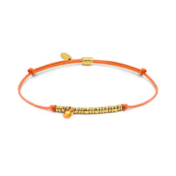 Bracciale Marlù in acciaio pvd oro cordino arancione e zircone REGOLABILE