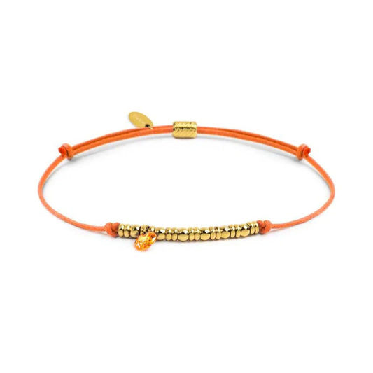 Bracciale Marlù in acciaio pvd oro cordino arancione e zircone REGOLABILE