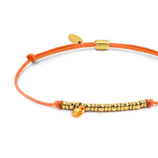 Bracciale Marlù in acciaio pvd oro cordino arancione e zircone REGOLABILE