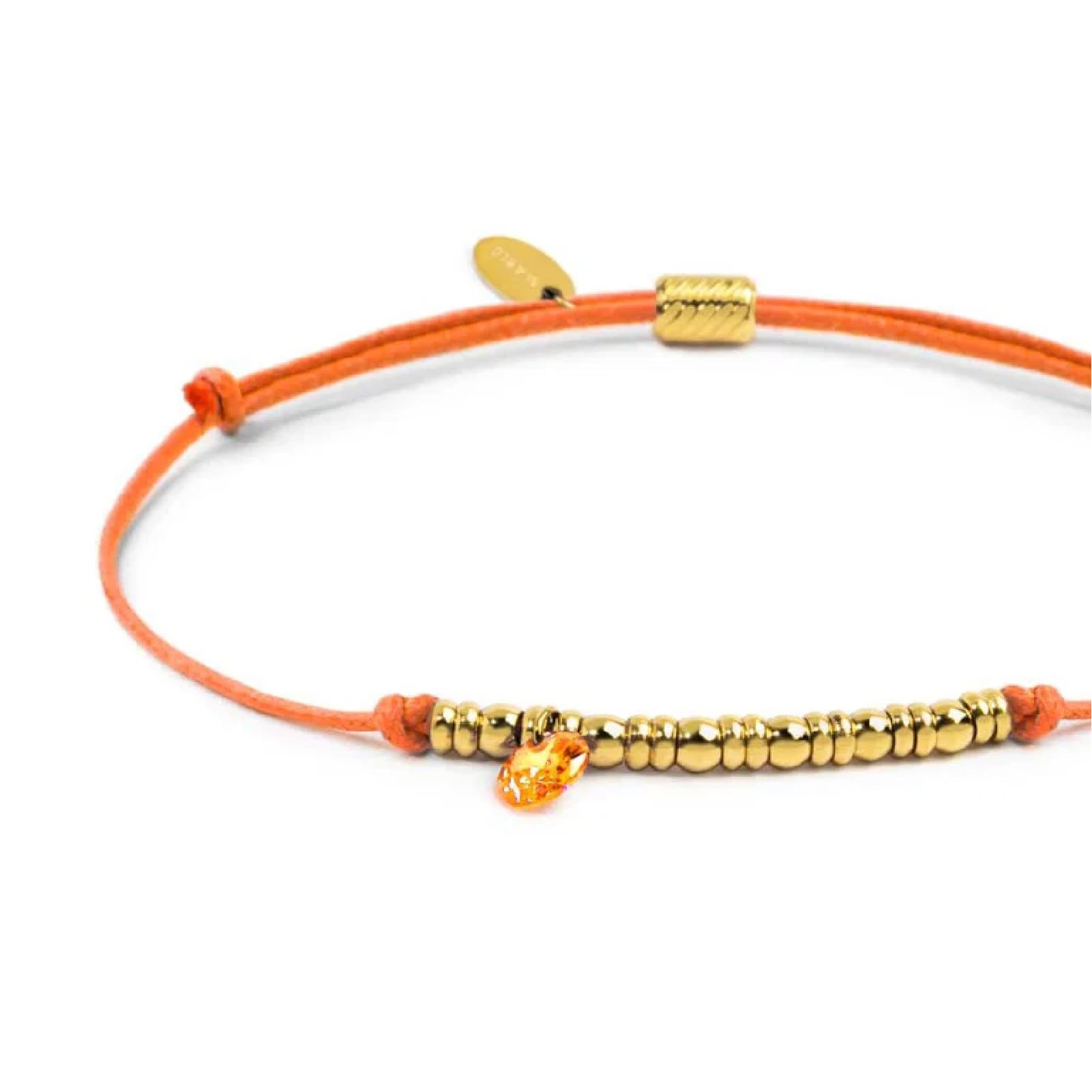 Bracciale Marlù in acciaio pvd oro cordino arancione e zircone REGOLABILE