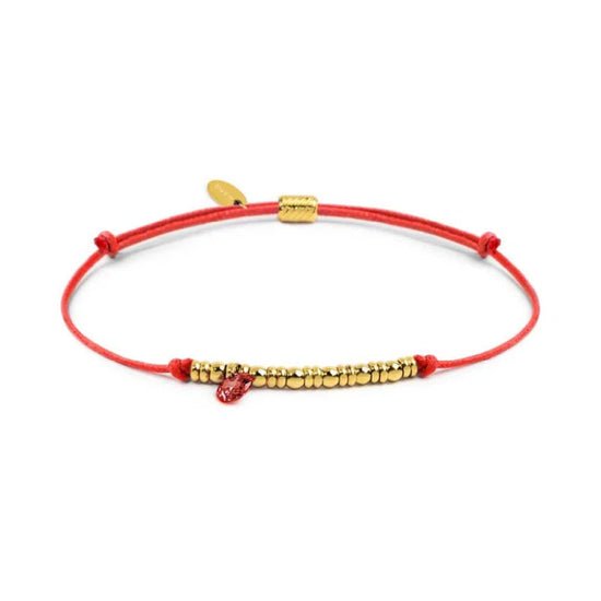 Bracciale Marlù in acciaio pvd oro cordino rosso e zircone REGOLABILE