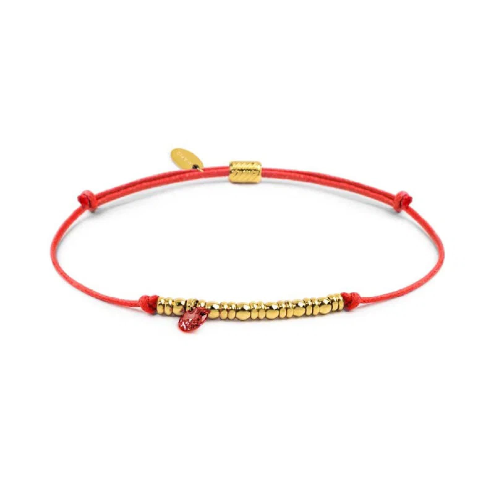 Bracciale Marlù in acciaio pvd oro cordino rosso e zircone REGOLABILE