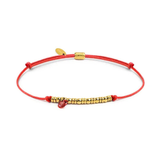 Bracciale Marlù in acciaio pvd oro cordino rosso e zircone REGOLABILE