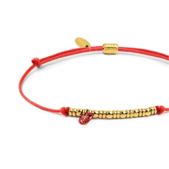 Bracciale Marlù in acciaio pvd oro cordino rosso e zircone REGOLABILE
