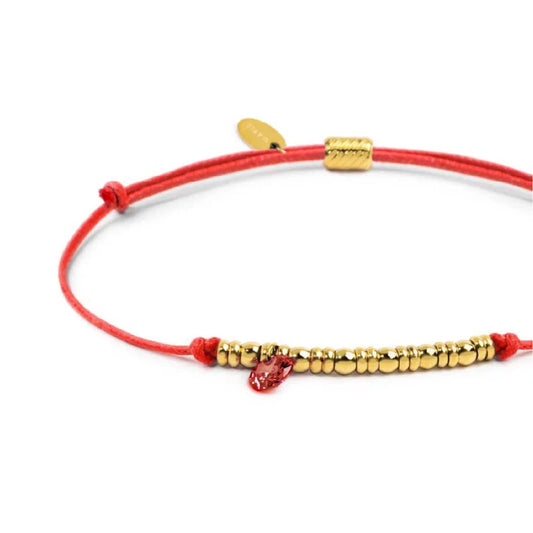 Bracciale Marlù in acciaio pvd oro cordino rosso e zircone REGOLABILE