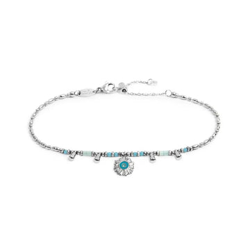 Bracciale catena Marlù in acciaio argento con sole pendente 19 cm