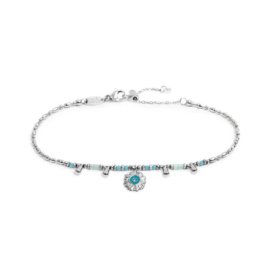 Bracciale catena Marlù in acciaio argento con sole pendente 19 cm