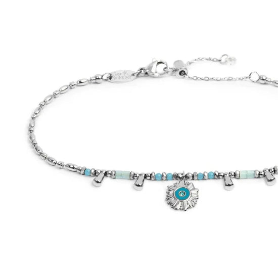Bracciale catena Marlù in acciaio argento con sole pendente 19 cm