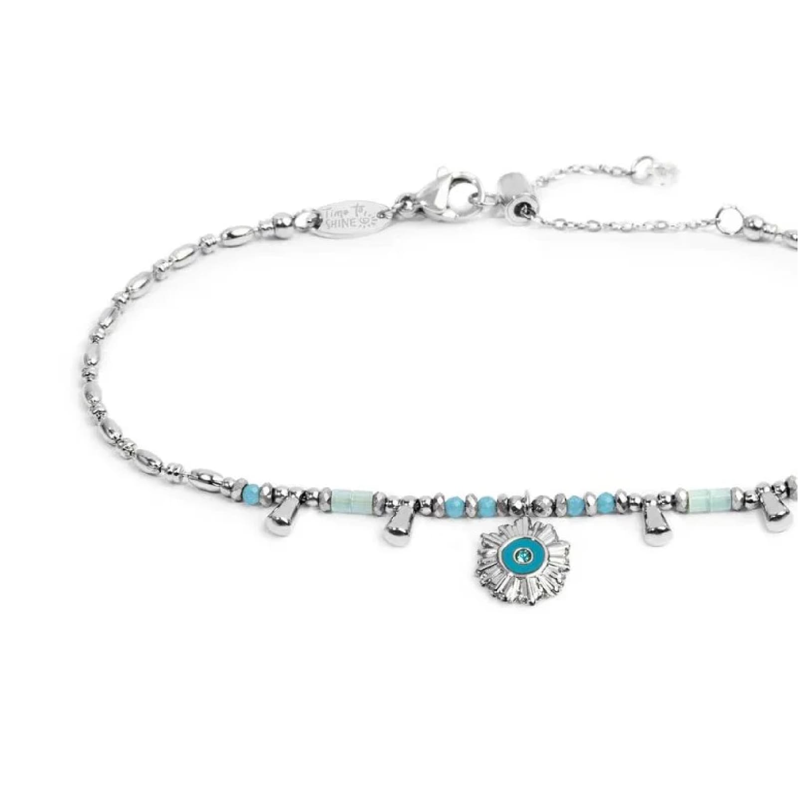 Bracciale catena Marlù in acciaio argento con sole pendente 19 cm