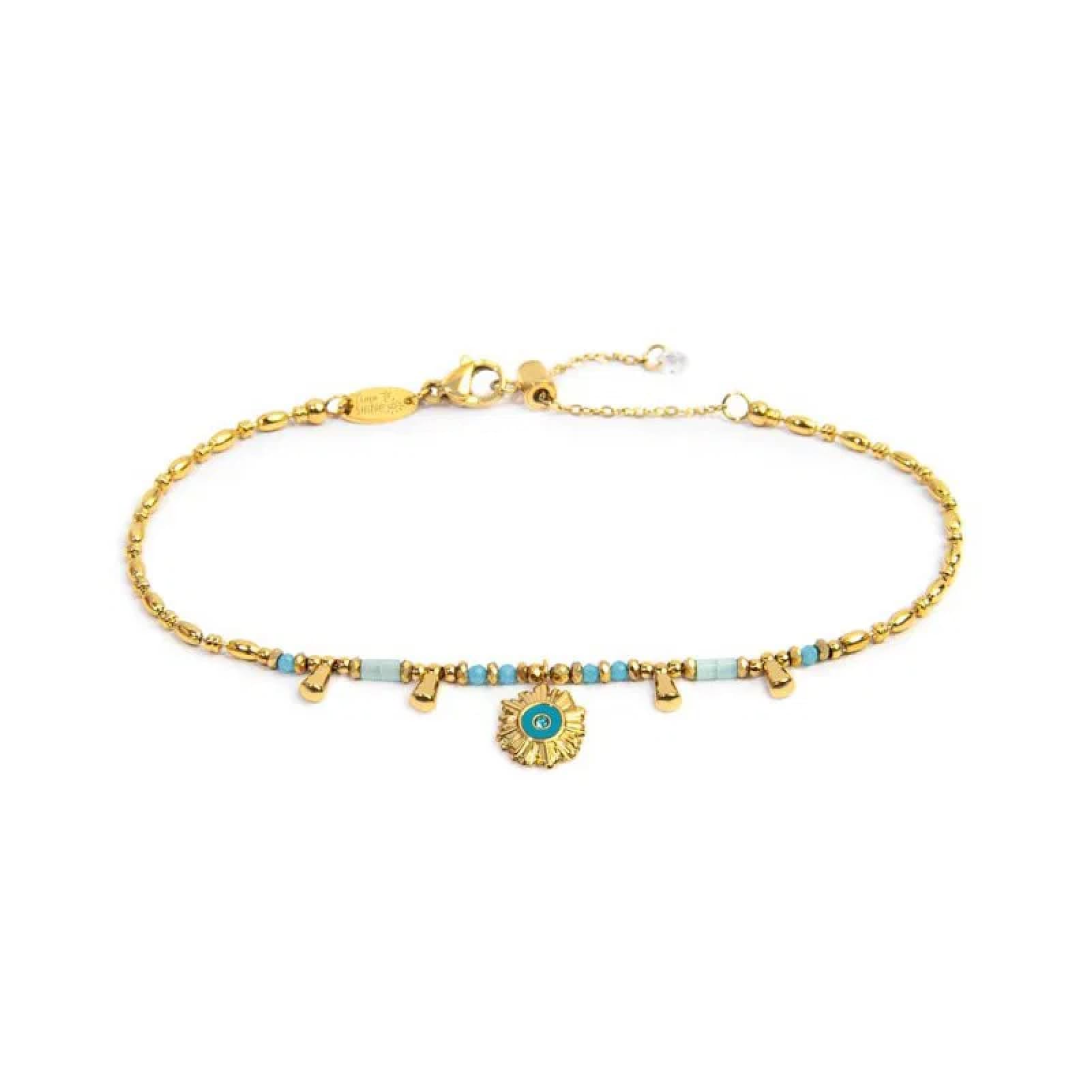 Bracciale catena Marlù in acciaio oro con sole pendente