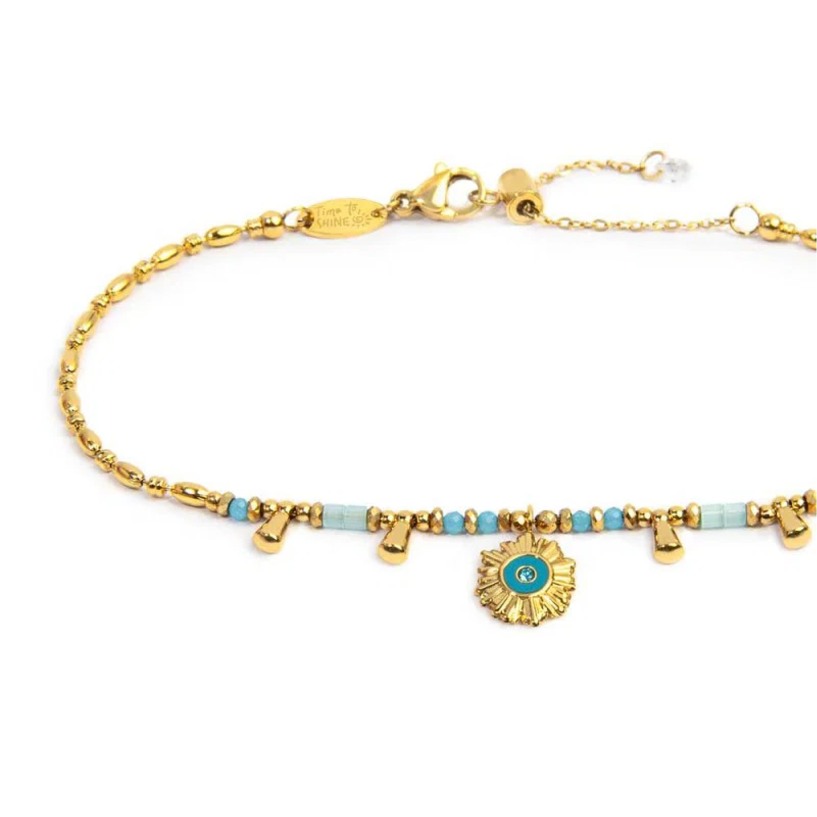 Bracciale catena Marlù in acciaio oro con sole pendente 19 cm
